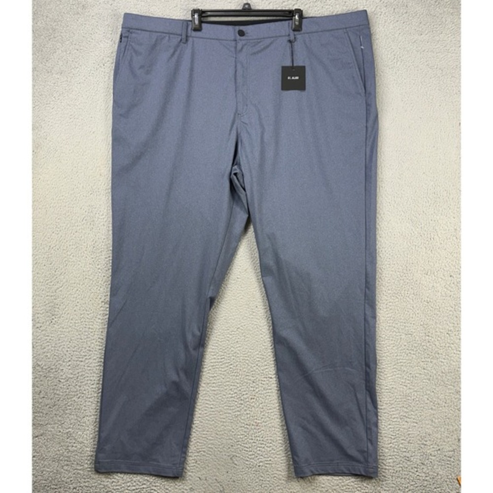 01.Algo Mens Chino Golf Pants 46 Blue‎ Wicking Performance Tech Flat Front NEW
